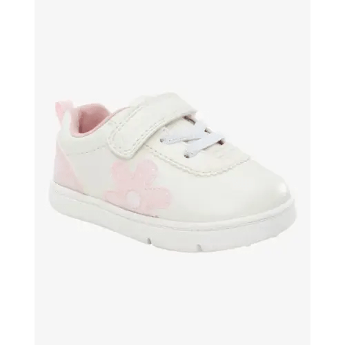 Girls  Every Step® First Walker  Flower Casual Sneakers - White | Carter's