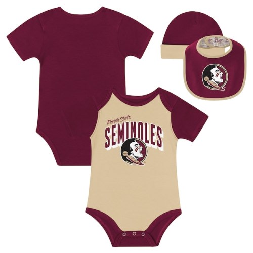 Florida State Seminoles  Newborn & Infant Dynamic Duo Bodysuit, Bib & Cuffed Knit Hat Set