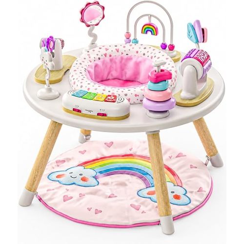 Little Acorn, 4-in-1 Baby Activity Center | Montessori-Inspired Design | 8 Interactive Toys | Tummy Time, Exersaucer & Toddler Table | Shower Gift | Essential (Rainbow)