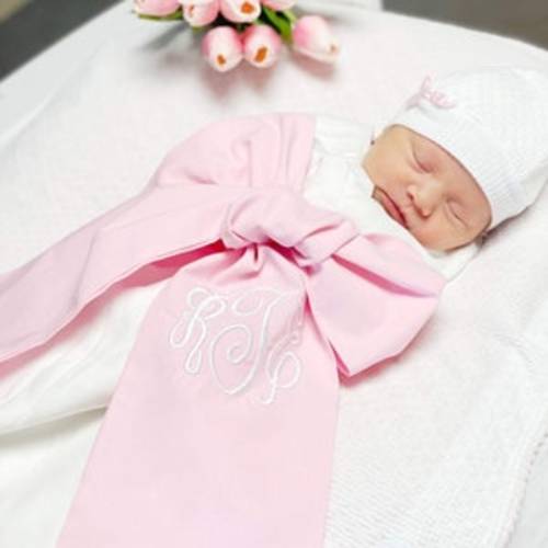 Monogrammed Bow + Swaddle
