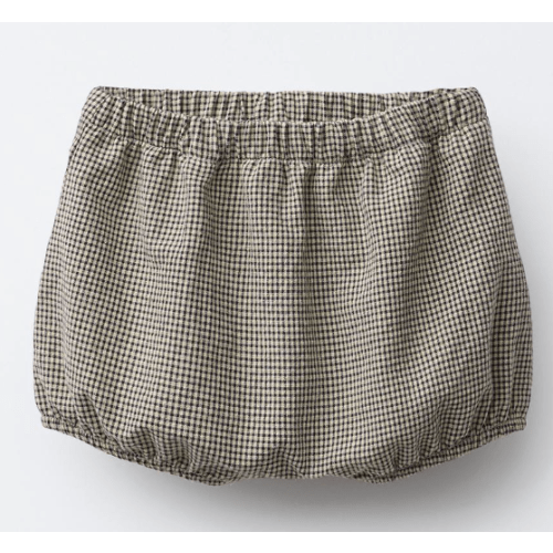 Zara: PLAID BLOOMERS - Gray / Tan | 6-12M