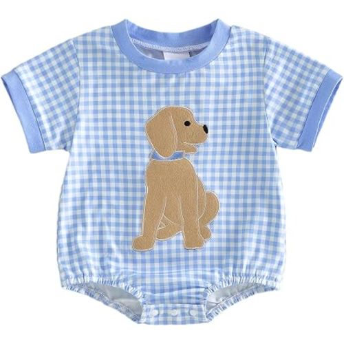Baby Girl Fall Clothes Plaid Long Sleeve Puppy Bodysuit Newborn Infant Dog Ruffle Bubble Romper Winter Outfits