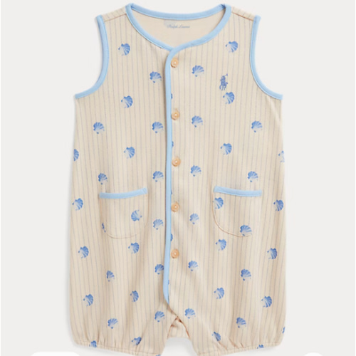 Shell-Print Cotton Bubble Shortall