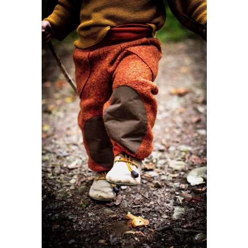 Woolen boiled wool trousers for babies and children with pockets and knee reinforcement