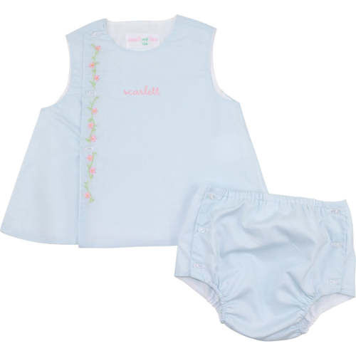 Embroidered Floral Vine Diaper Set - size 6M