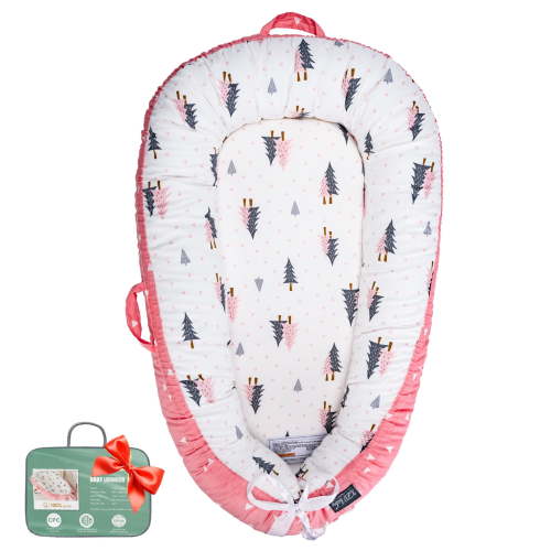 Baby Lounger for Newborn 0–24 Months, Portable Infant Support Pad for Tummy Time and Diaper Changes, Breathable Cotton Pad for Supervised Awake Use