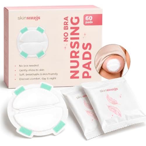 Braless Nursing Pads Disposable, Stick to Skin Overnight Breast Pads for Leaking Milk, Stay Dry Nipple Pads for Leaking, Super Soft Breast Milk Pads, Breastfeeding Essentials