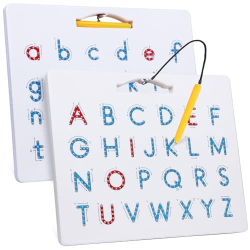 Apfity Magnetic Alphabet Tracing Board, ABC Magnetic Letter Board, Magnets Tablet Drawing Board Preschool Learning Toys for Kids