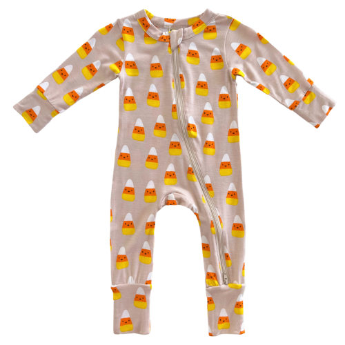 2-Way Convertible Zip Romper, Candy Corn