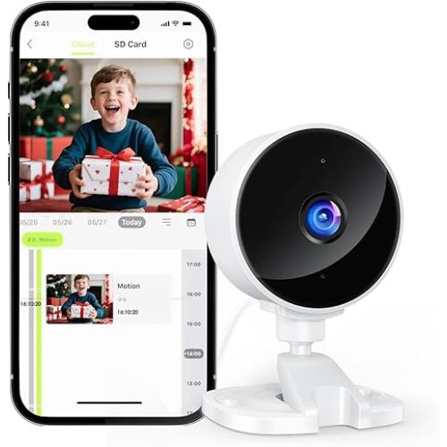 YOTON Indoor Security Camera 2.4GHz, Baby Monitor, Pet Camera, Dog Cam, Night Vision, 2-Way Audio, Motion Detection, Works w/Alexa, Subscription Free Local Storage or Optional Cloud