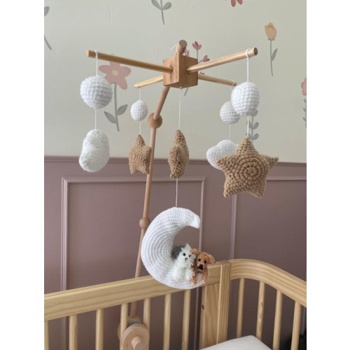 Pet Moon Brown | Custom Crochet Pet Nursery Baby Mobile – My Dollfy