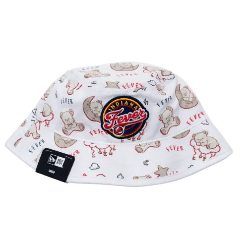 Infant Indiana Fever Teddy Bear Bucket Hat in White by New Era