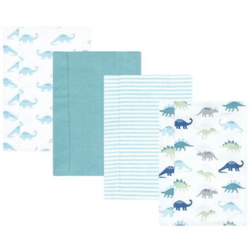 Hudson Baby Cotton Flannel Burp Cloths, Soft Teal Dino, One Size