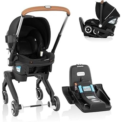 Evenflo Shyft DualRide Infant Car Seat Stroller Combo w Carryall Storage & Extended Canopy (Onyx)