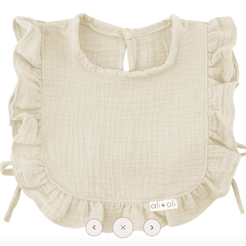 Muslin Cotton Ruffle Baby Bib (Ivory)
