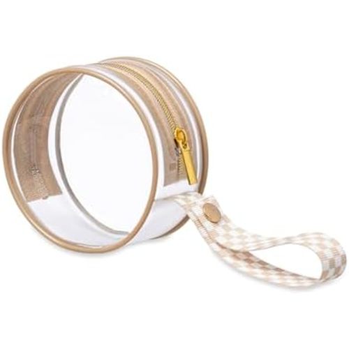 Itzy Ritzy Clear Pacifier Case with Clip Strap, Holds 2 Pacifiers (Taupe)