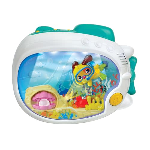 winfun 3-in-1 Soothing Seas Nightlight with Music Box Projector, and Soft Glowing Light - Calming Lullabies and Under-The-Sea Theme for Babies Attachable to Crib or Tabletop, Unisex Baby Gift