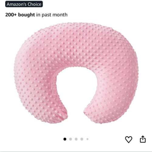 ESEN Baby Nursing Pillow and Body Positioner for Breast Feeding and Bottle Feeding, Ultra Soft Baby Breastfeeding Pillows with Removable Nursing Pillow Cover for More Support for Mom and Baby (Pink)