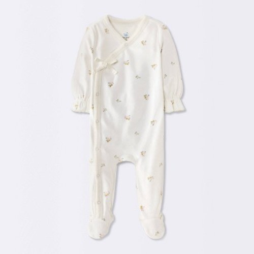 Baby Girls' Floral Velour Sleep N' Play - Cloud Island™ Cream 3-6M