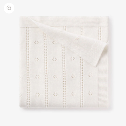 Cream Pointelle Knit Baby Blanket