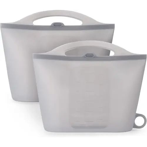 Haakaa Silicone Microwave Steam Sterilizer Bags, Reusable Silicone Steaming Bags for Baby Bottles, Breast Pump, Accessories, Pacifiers and Teethers, Great for Home and Travel, Grey (2PCS)