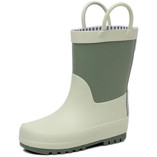 RAINANGEL Toddler Rain Boots with Easy-On Handles, Waterproof, Premium Natural Rubber, Lightweight, Flexible with Traction for Kids