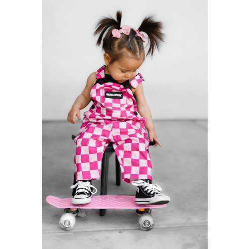 Overalls in Bubble Gum Checkered