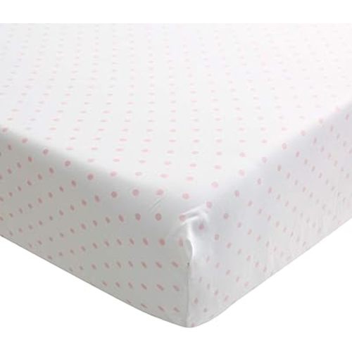 Nursery Crib Fitted Sheet White Pink Polk Dots Baby Crib Fitted Sheet (Pink Polk Dots)