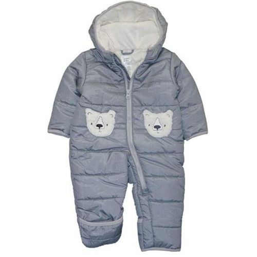 Carter's Baby Boys' Bear Cozy Snowsuit Pram, Heather Gray, 3-6 Months