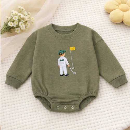 Golf Player Outfit Embroidered Baby Romper, Baby Boy Romper Golf Theme Personalized Name Newborn Coming Home Outfit, Custom Baby Gift
