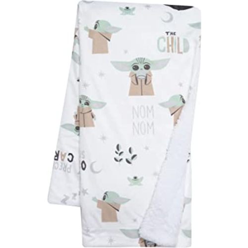 Lambs & Ivy Star Wars The Child/Baby Yoda/Grogu White Minky/Fleece Baby Blanket