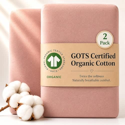Bunnyjik GOTS Organic Bedside Bassinet Sheets 33x20 and 35x19 Compatible with Maxi COSI Iora, Baby Delight, Ronbei, Koola Baby Bond. Premium Weight Luxury Turkish Cotton - Boy, Girl