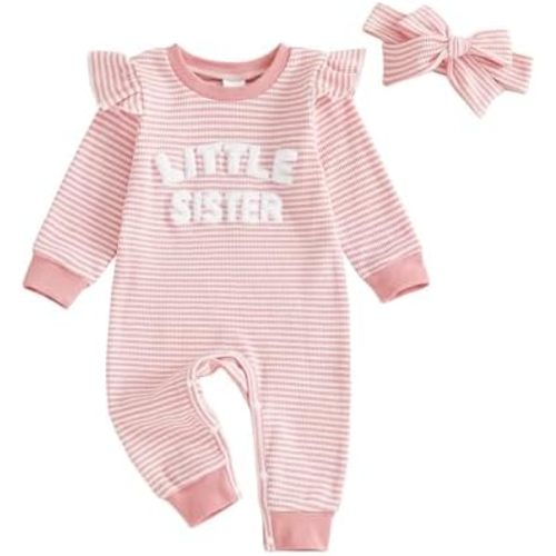 Newborn Baby Girls Romper Outfits Daddy's Girl Embroidery Striped Ruffle Jumpsuit Bodysuit Fall Winter Clothes