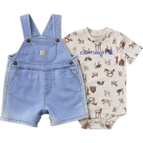 Baby Carhartt Farm Kid Onesie and Shortalls Set