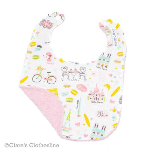 Paris France Baby Bib: French Landmarks Baby Gift, Flannel & Terry Cloth