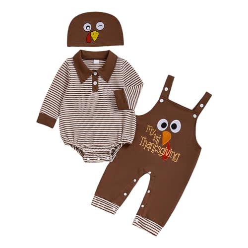 BeQeuewll My First Halloween Baby Boy Outfit Infant Stripe Romper Boo Pumpkin Embroidery Overalls Pants Set Newborn Outfits