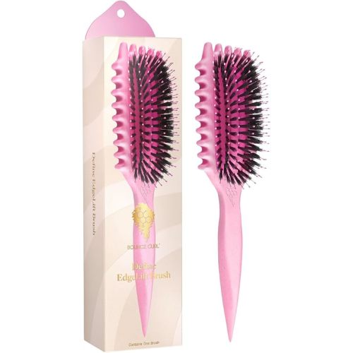 Bounce Curl Define EdgeLift Brush, 5-in-1 Tool for Effortlessly Defined Curls, Waves & Coils, Reduces Frizz - Pink