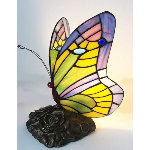 HUIMEIJU Tiffany lamp Butterfly Blue Glass HMJ8060 Stained Glass Style Butterfly Table lamp Tiffany