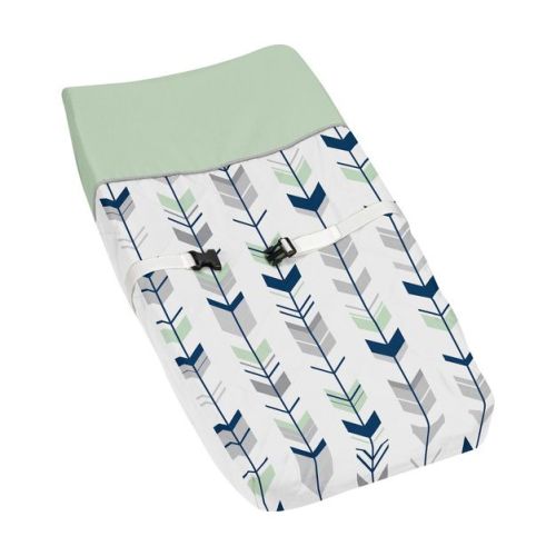 Sweet Jojo Designs Gender Neutral Unisex Changing Pad Cover Mod Arrow Grey Blue and Green