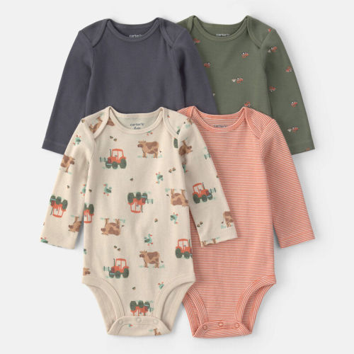 Baby Boy 4-Pack Farm Long-Sleeve Bodysuits | Carter’s Oshkosh Canada