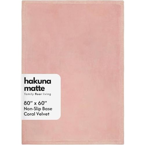 Stylish Coral Velvet Baby Play Mat 60" x 80" Pink – Soft 1" Thick High-Density Memory Foam Nursery Rug – Playmat for Floor with Non-Slip Backing for Crawling & Playing – Non-Toxic, odorless Area Rug