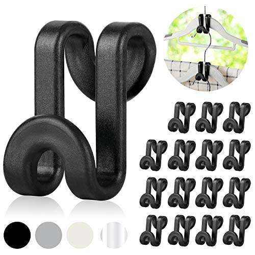 Mlici Clothes Hanger Connectors - 60 Pcs Multi-Level Cascading Hooks, Black | Heavy Duty Plastic Hooks for Space Saver Closet Organizer, College Dorm Essentials, Easy to Use, Heavy Duty Up to 11 lbs