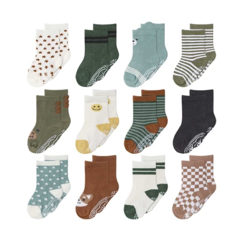Neutral Organic Baby Boy or Girl Baby Socks, 12-Pack