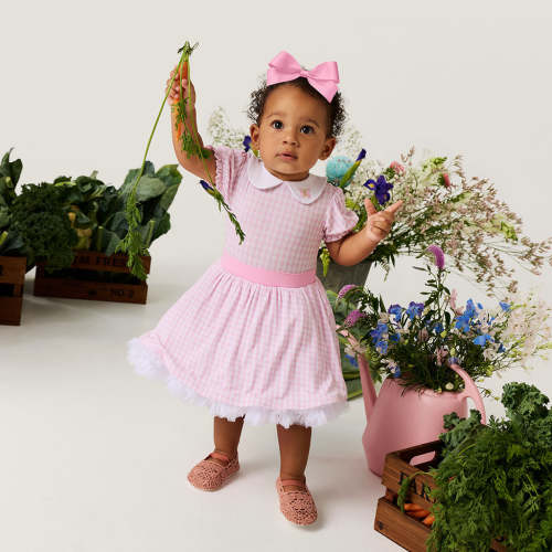 Garden Gingham Pink Petticoat Bodysuit Dress