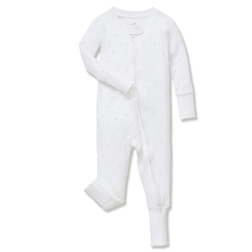 Baby's Pima Peekaboo Romper in Grey Stars