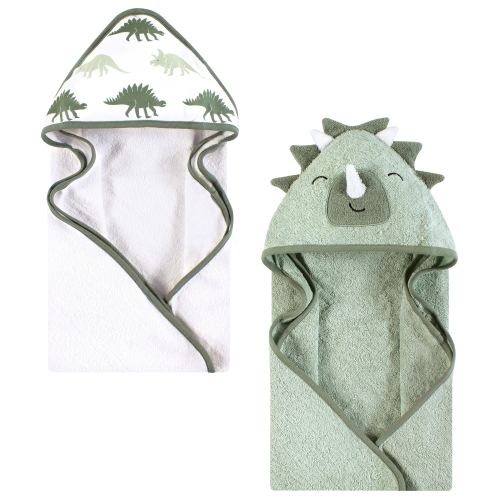 Hudson Baby Infant Boy Cotton Animal Face Hooded Towel, Neutral Dino World, One Size - Neutral Dino World - One Size