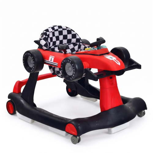 ELLEGNT 4-in-1 Baby Walker with Wheels, Baby Activity Center with Adjustable Height & Speed, Music, Lights & Anti-Rollover, Foldable Toddler Push Walker for Boys Girls 6-12 Months