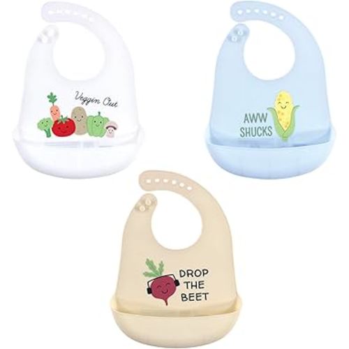 Hudson Baby Unisex Baby Silicone Bibs, Veggies, One Size