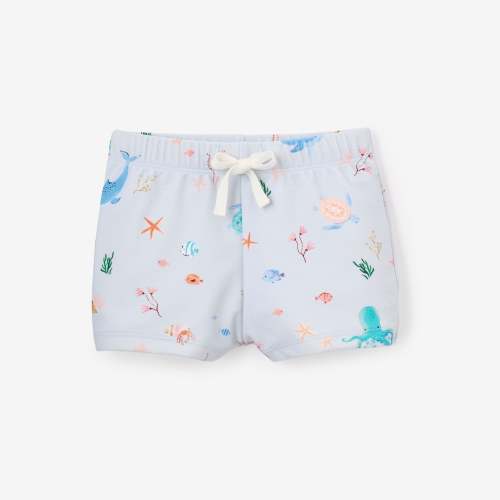 6-9 Months Pale Blue Ocean Adventure Baby Swim Shorts