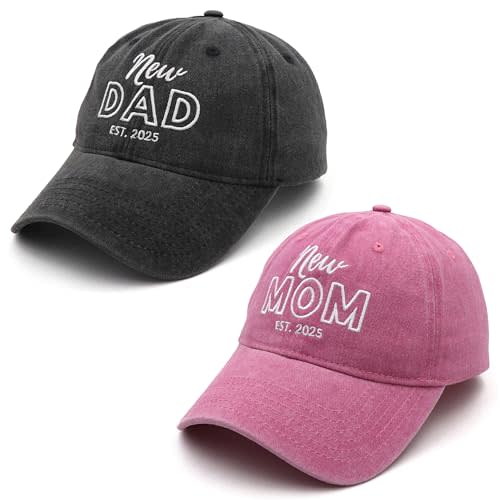 homeSlik Mom and Dad Hats New Mom Gifts Embroidered Hats for Men Women Adjustable Baseball Cap New Parents Gifts for Couples